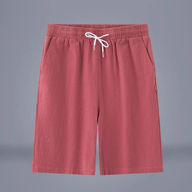 Cotton linen solid colour cropped pants with a drawstring waist in army green.