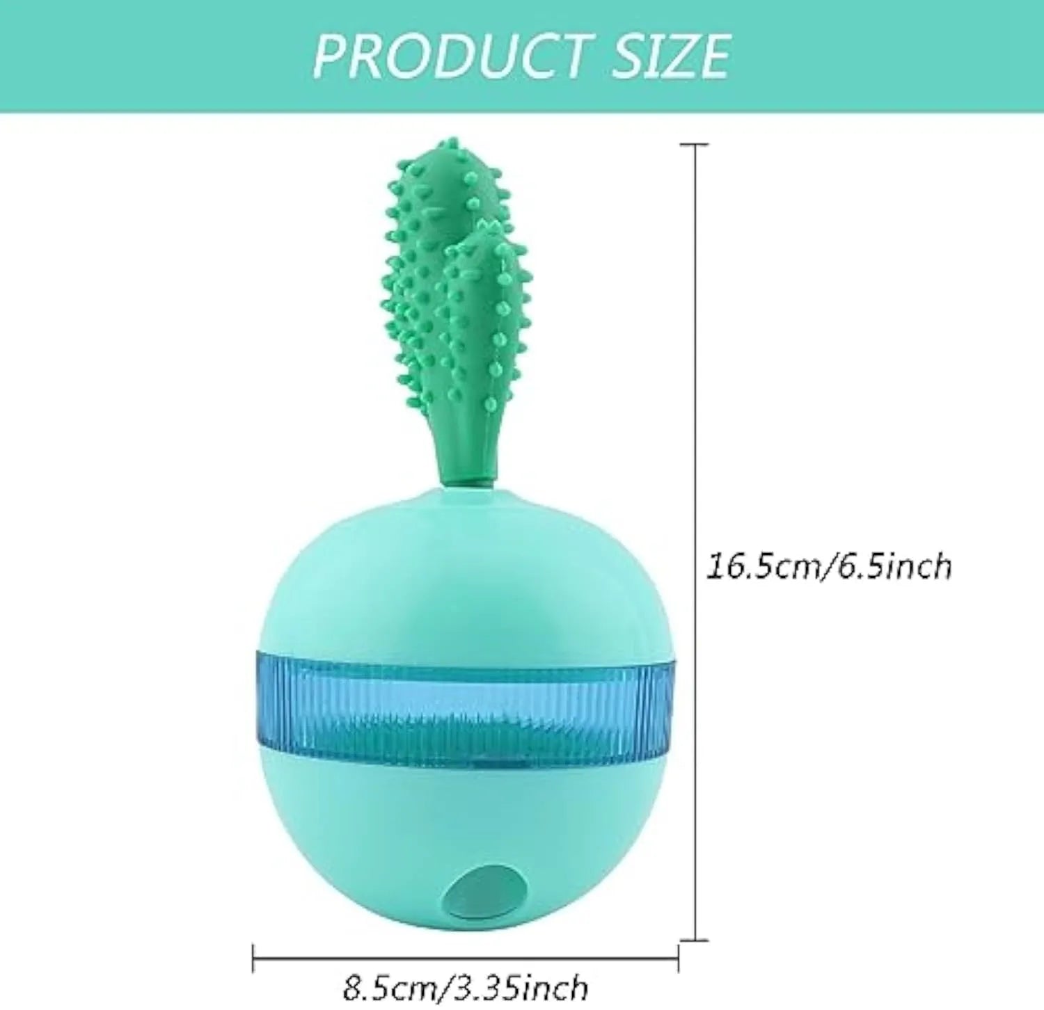 Blue durable rubber treat dispensing dog toy ball with tumbler design for medium large breeds