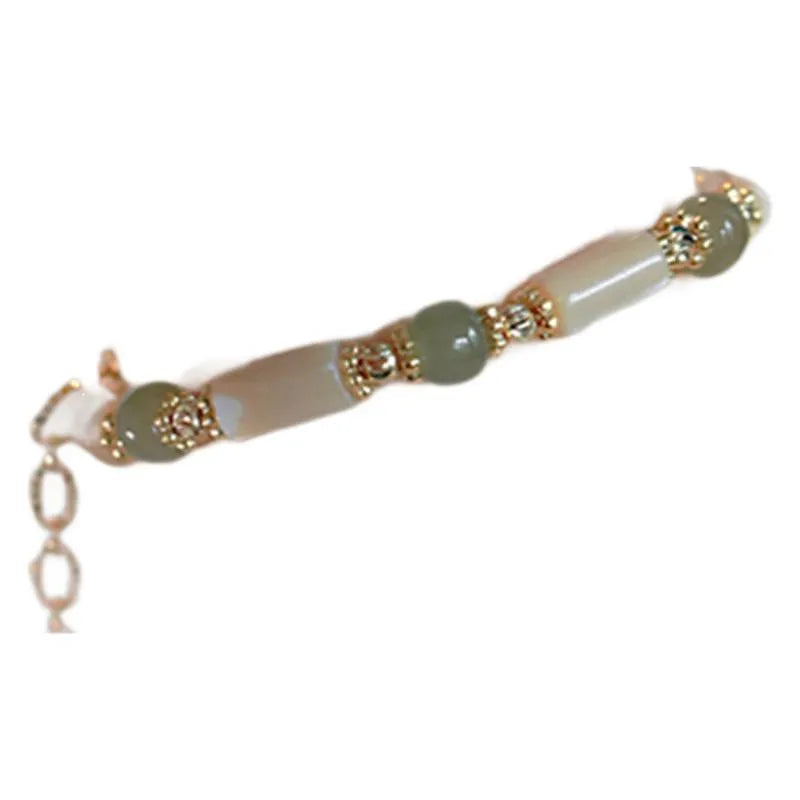 Women's Hetian jade bracelet with geometric round beads in simple design
