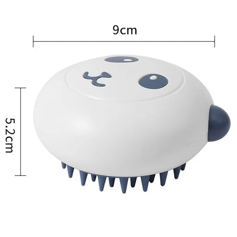 Panda-shaped silicone pet shower brush with soft bristles for cleaning cats and dogs