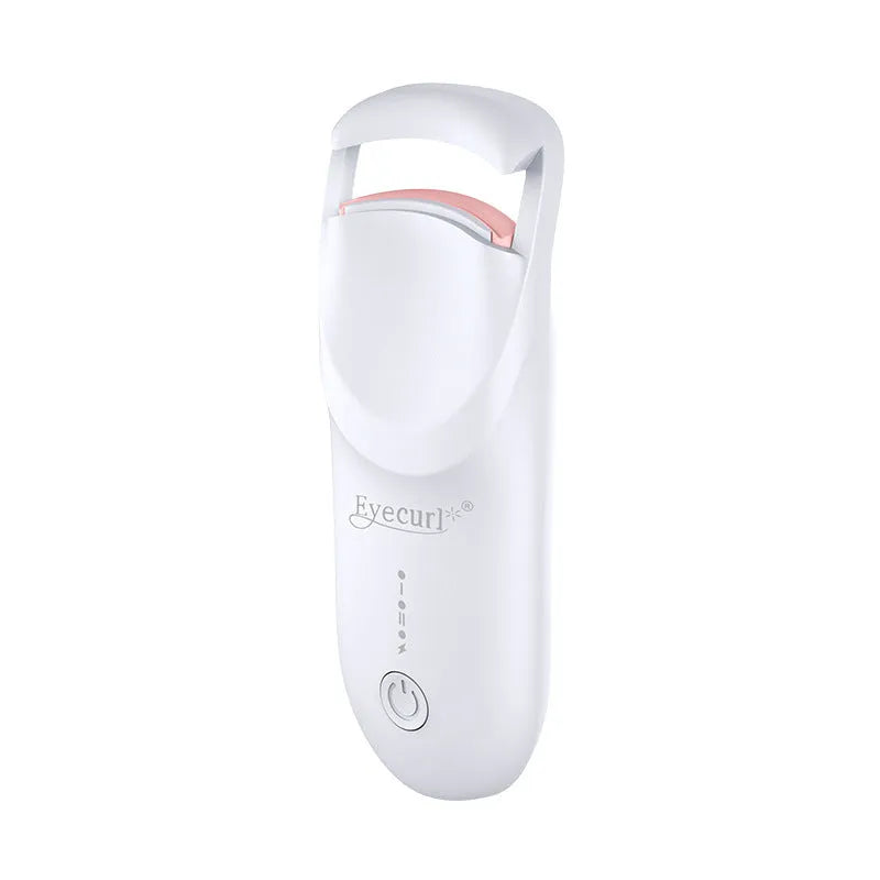 Electric heating eyelash curler in cream white colour with USB charging cable