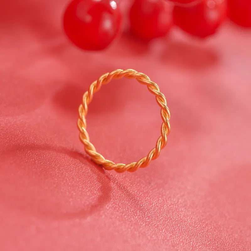Gold plated brass women's ring in bracelet, twist, matte, and glossy styles showing UK size options.