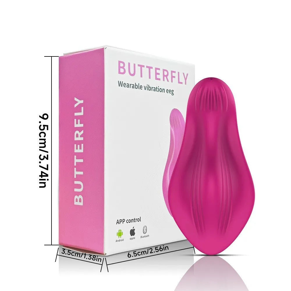 Rose Red Cute Butterfly APP remote control wearable female massager with silicone construction