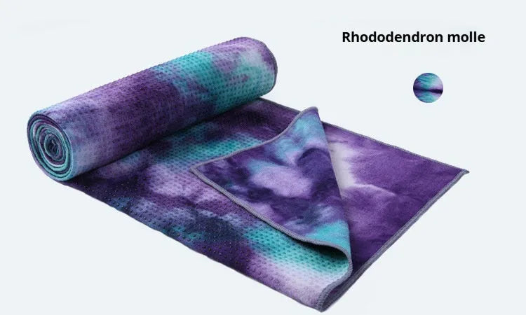 Non-slip microfiber yoga towel in tie-dye colours for exercise drape over mat