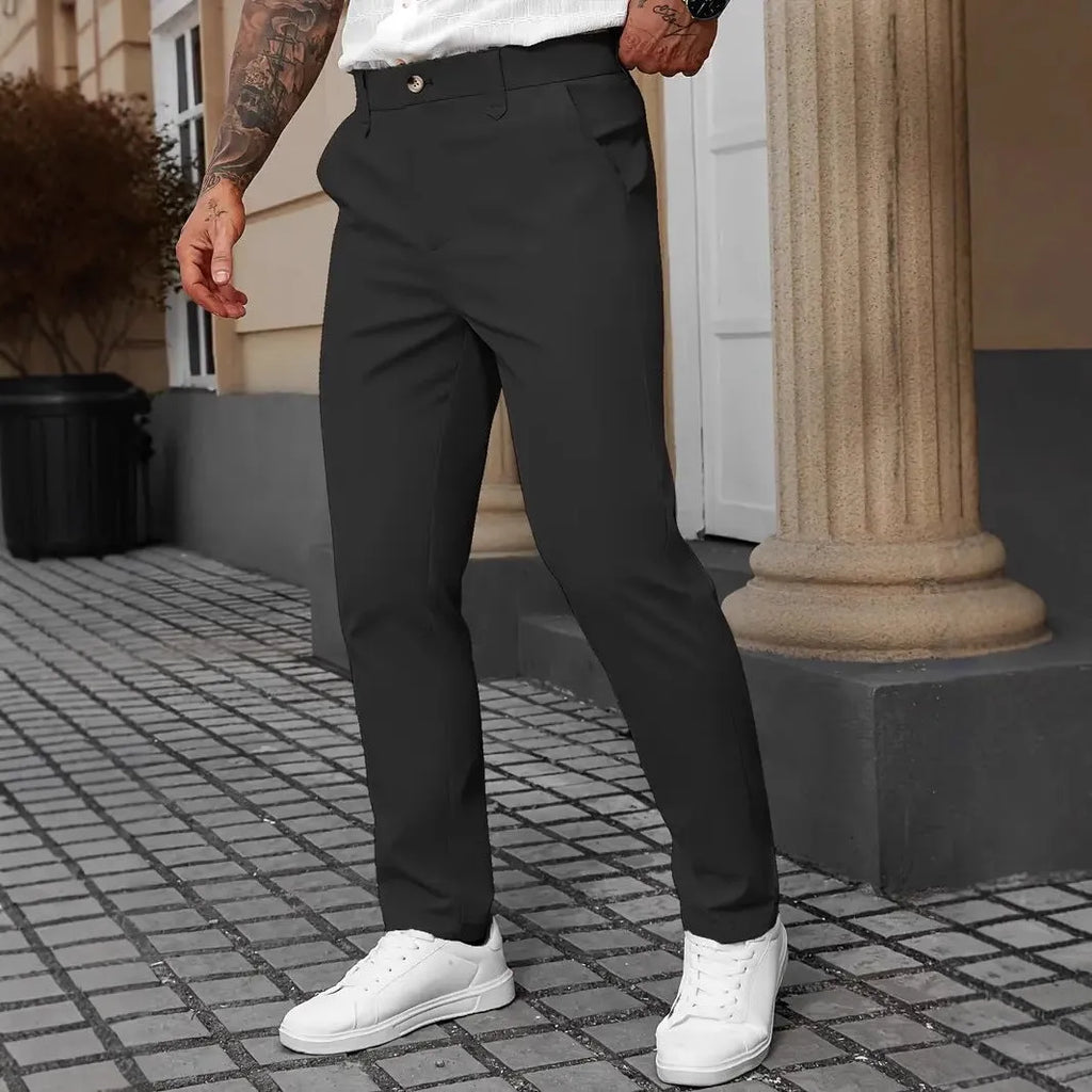 Men's straight leg business casual trousers in four colours with Asian sizing options