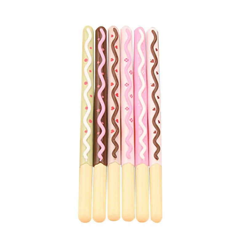 Plastic chocolate bar gel pen with 15cm body, 0.38mm tip, black erasable ink, random colour