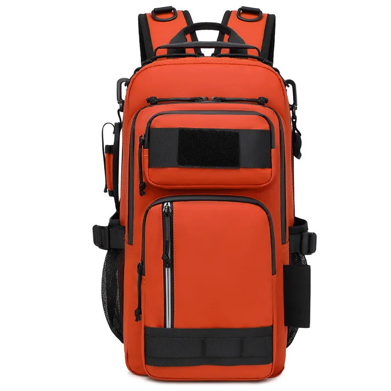 Large 20-35 litre outdoor hiking backpack in a solid colour, made from Derm material.