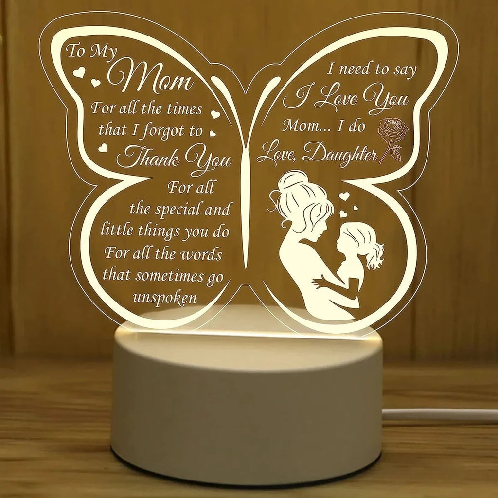 Modern heart-shaped acrylic table lamp with touch control, 160mm wide.