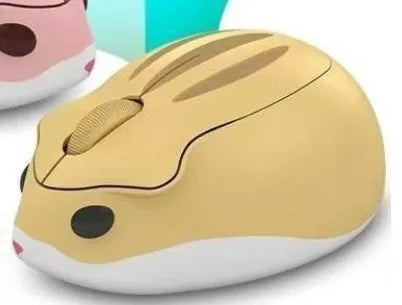 Hamster wireless Bluetooth mute mouse in yellow, pink and grey colour options showing compact design
