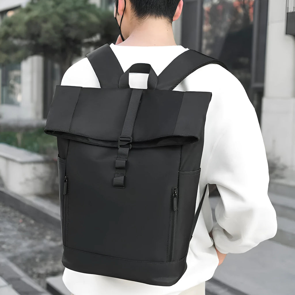 Men's nylon business leisure schoolbag in black, blue, or gray with waterproof breathable expansion and burden reduction.