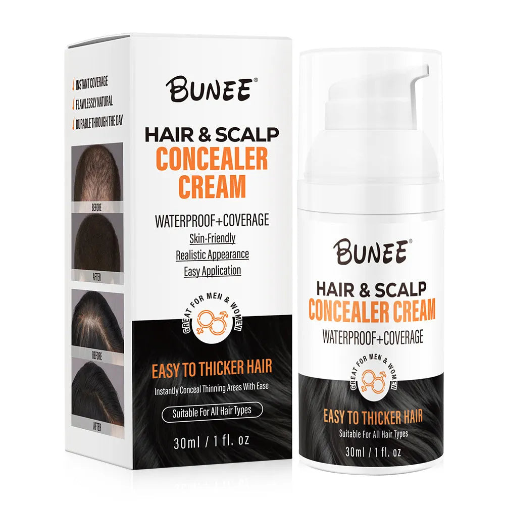 30ml dark brown scalp concealer pomade with applicator brush for hair thinning coverage.