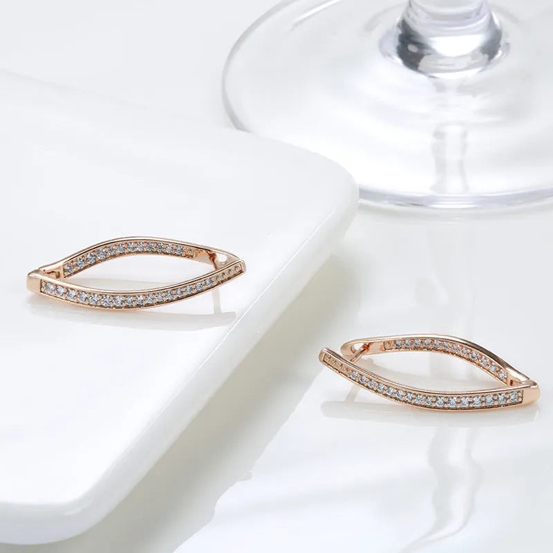 Geometric zircon drop earrings for women in H0493 colour with copper construction
