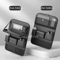 Car seat lazyback storage bag in obsidian black with foldable dining table and leather finish