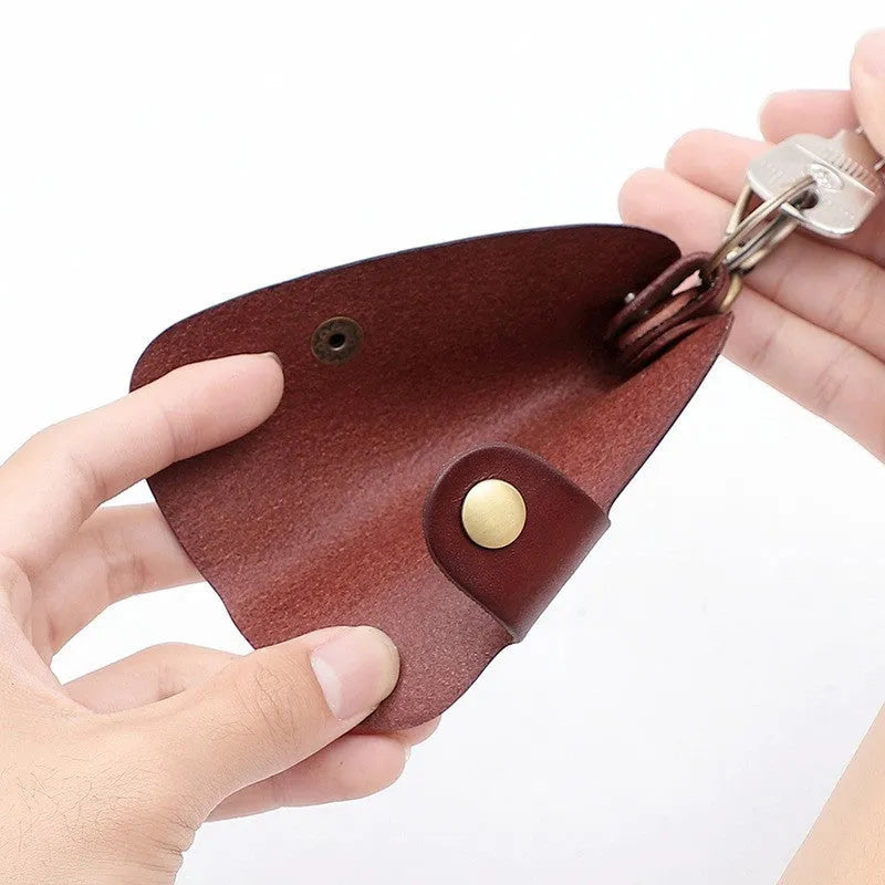 Genuine leather short car key case with multifunctional door in K108 brown colour