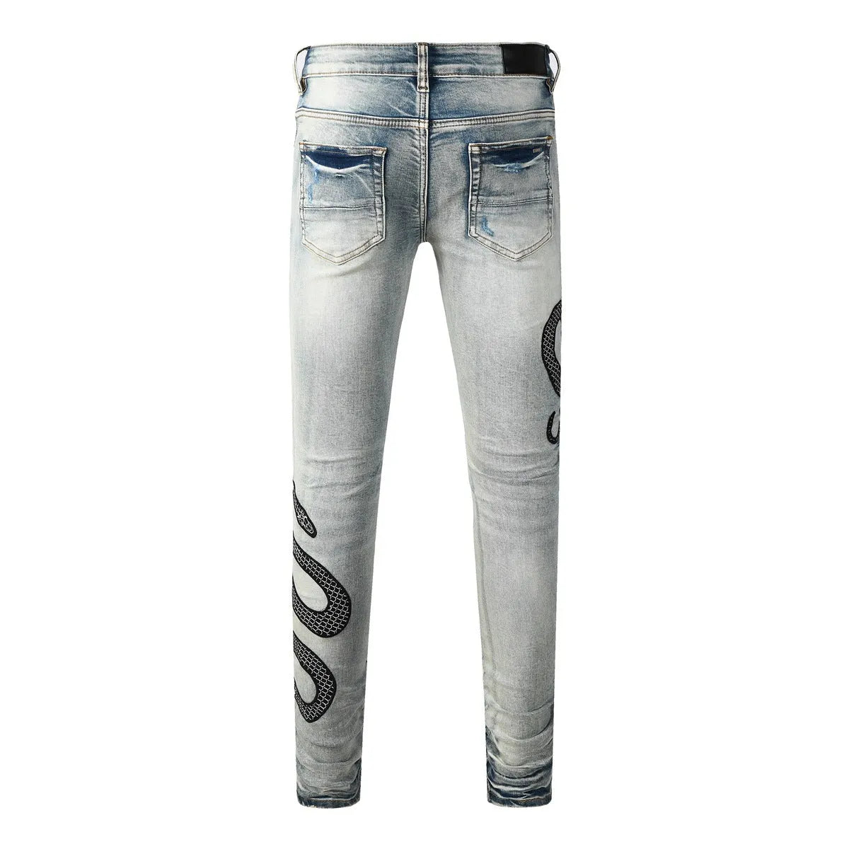 Wash distressed skinny jeans in 8934Blue colour with button fly closure and mid waist design