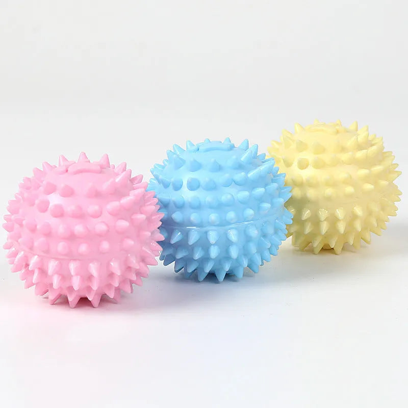TPR dog chewing toy 6cm rubber ball with footprint texture for pet tooth cleaning