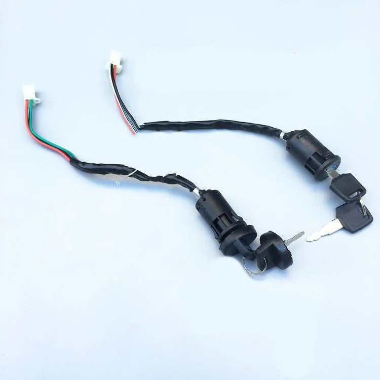 Waterproof electric car door lock with plastic housing, showing electrical terminals.