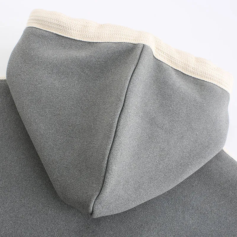 Women's heated jacket USB-powered brushed hoody polyester knit black gray winter outdoor coat