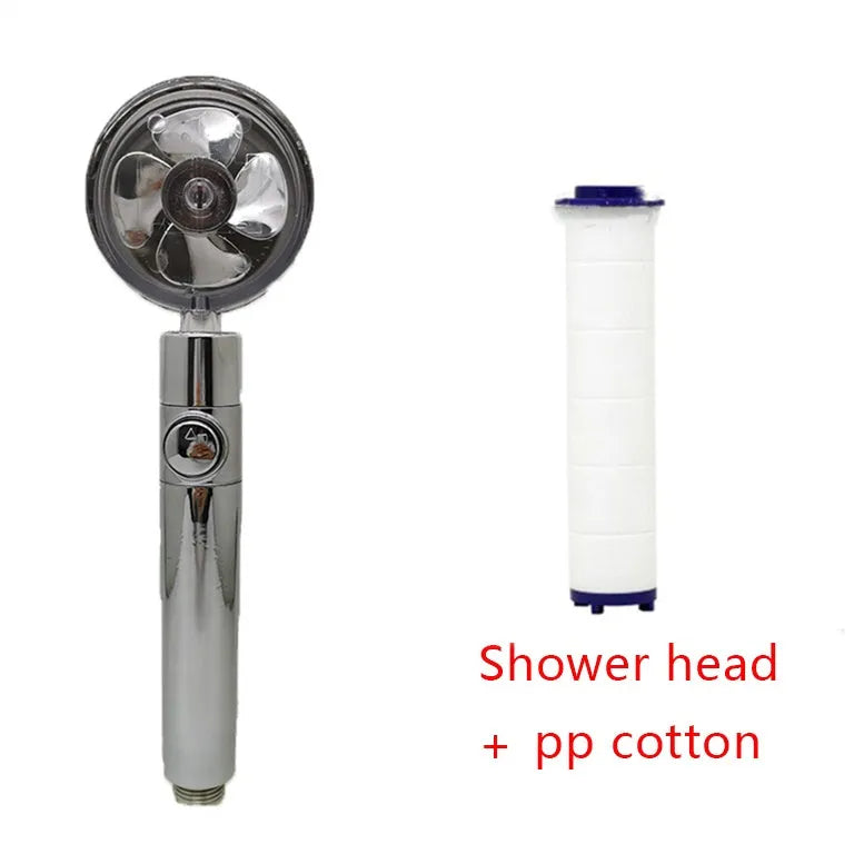 ABS water saving shower head with round head, chrome alloy finish, and 360-degree rotating joint