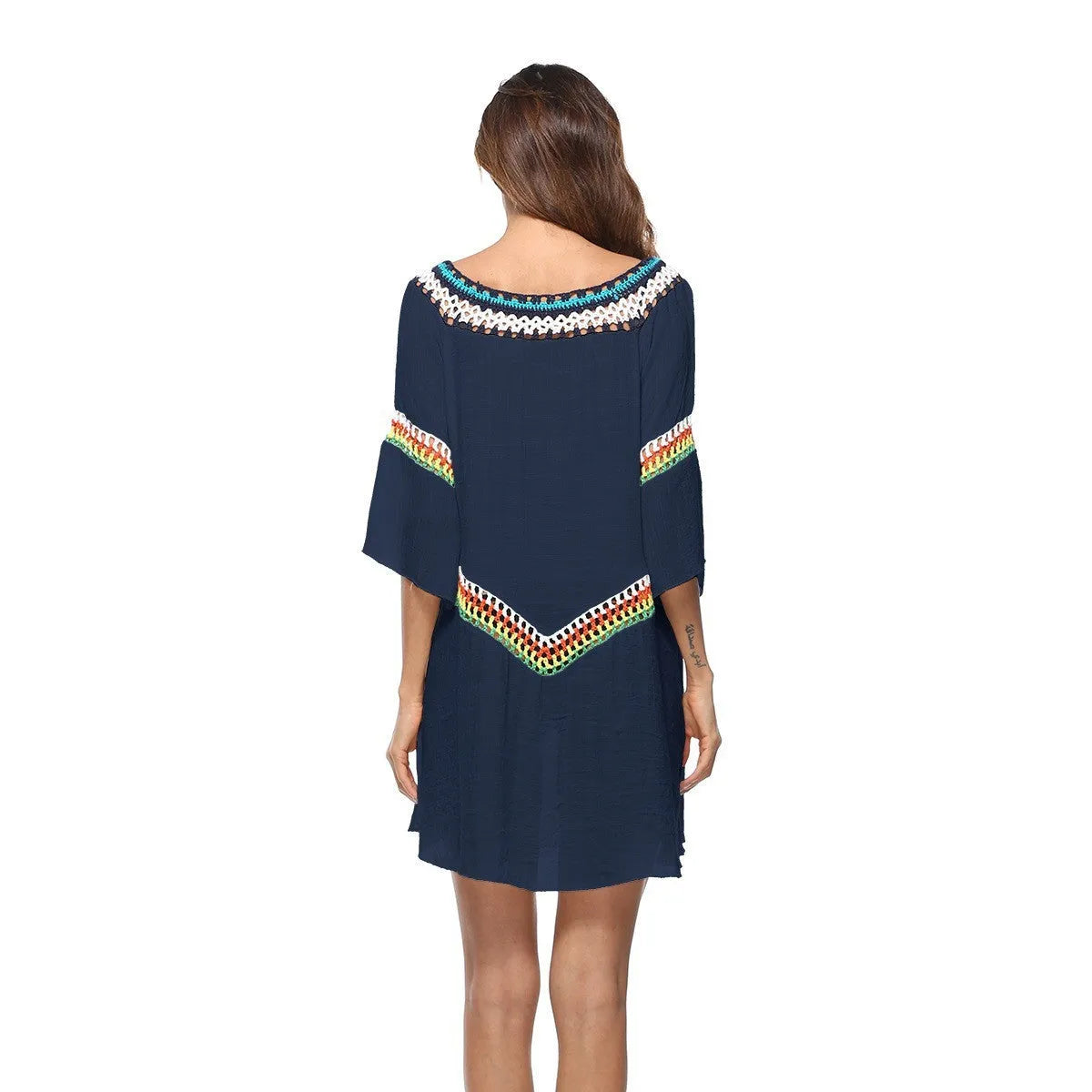 Crocheted beach cover-up clothing for women in apricot colour