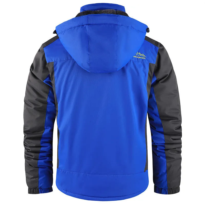 Men's fleece-lined thick winter jacket mid-length cotton-padded coat in 828 Black