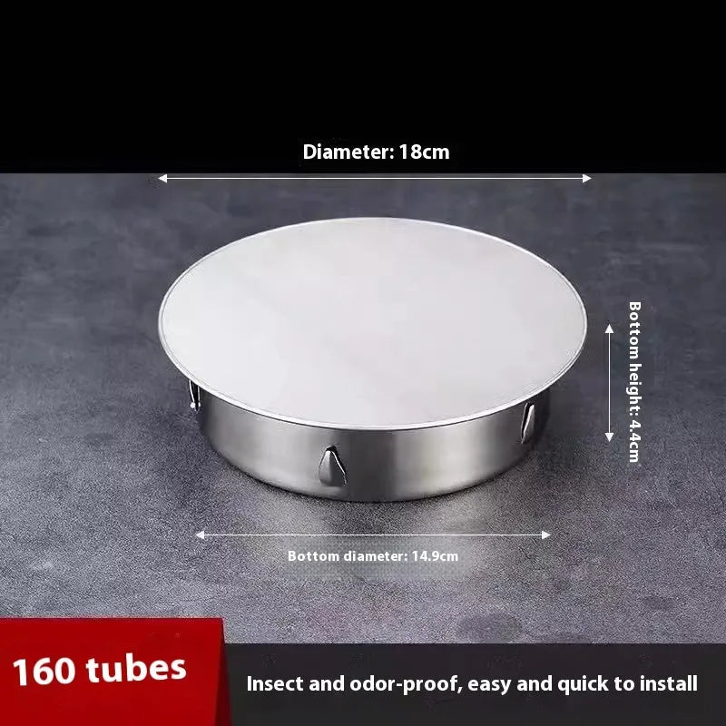 Stainless steel deodorant floor drain seal cover for 201-to-160 tube plug fittings
