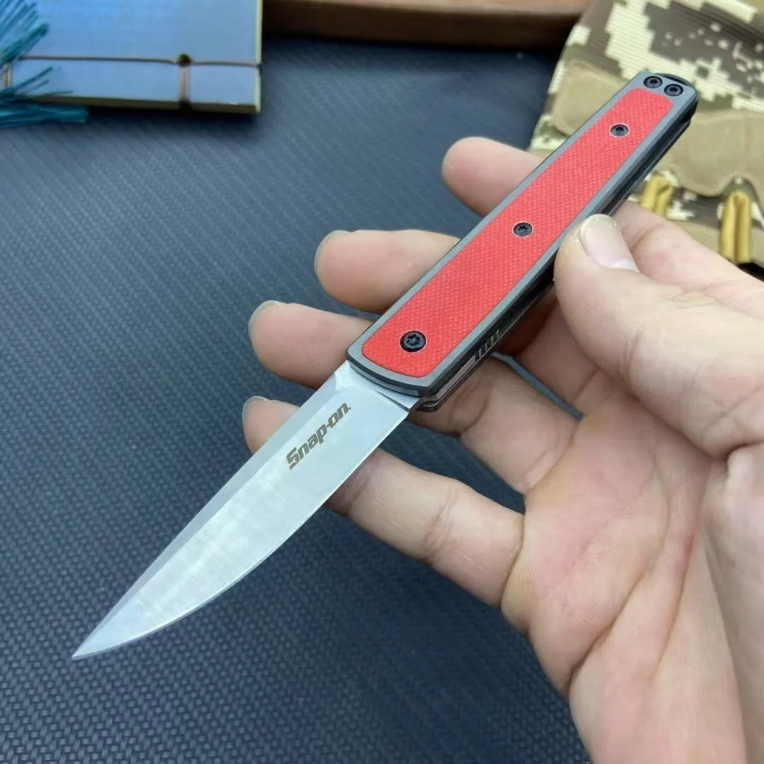 Folding handmade fruit knife with stainless steel blade in black, red or coffee colour