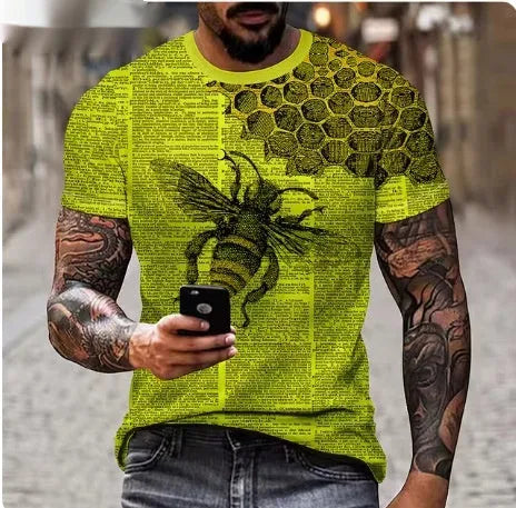 Men's grey T-shirt with a bold red 3D lion print on the chest.