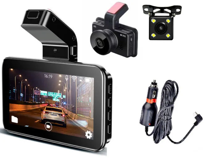 3-inch HD car DVR dashboard camera with dual lens for front and rear vehicle recording
