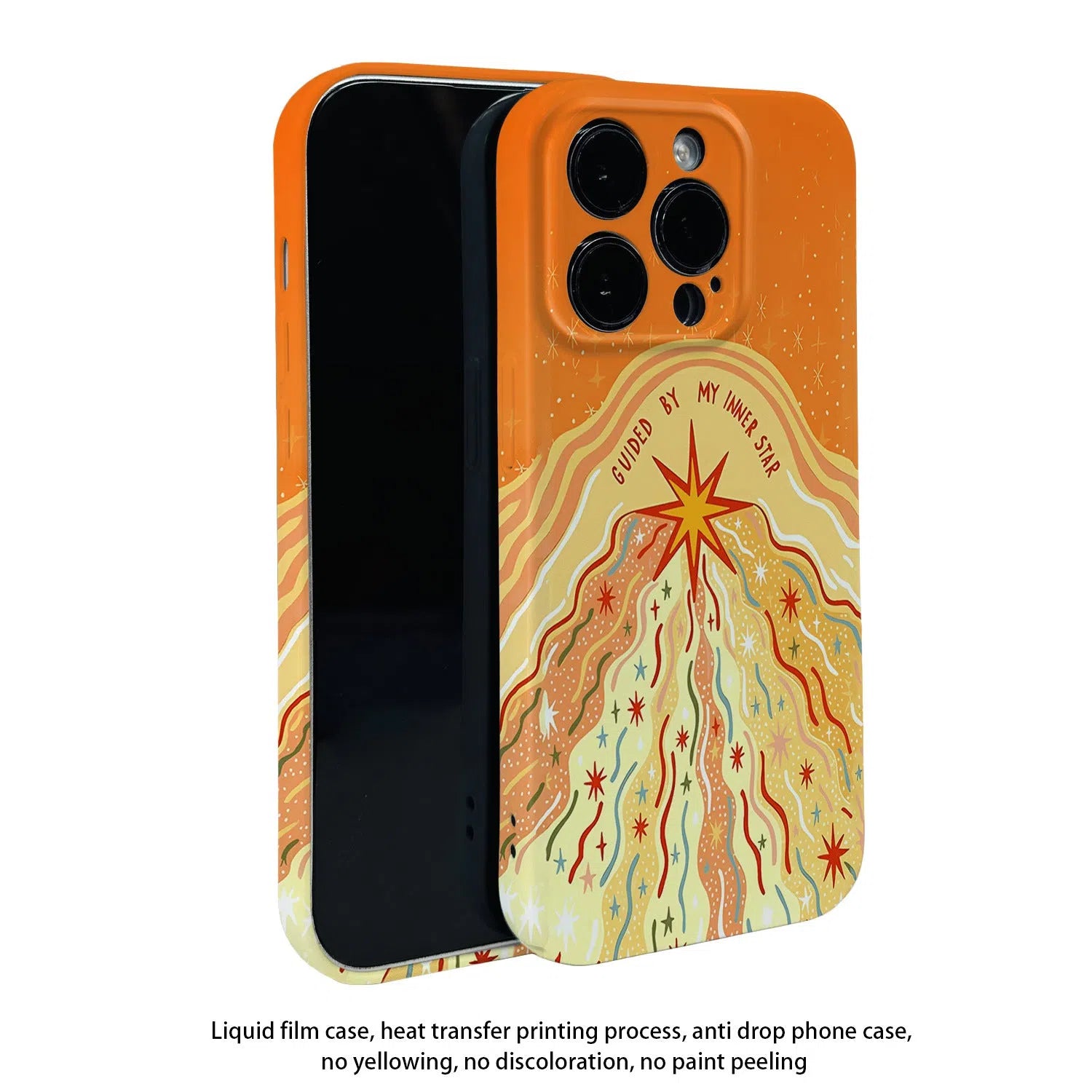 Orange frosted glossy TPU phone case with Chinese style pattern for iPhone 13 15 16 series