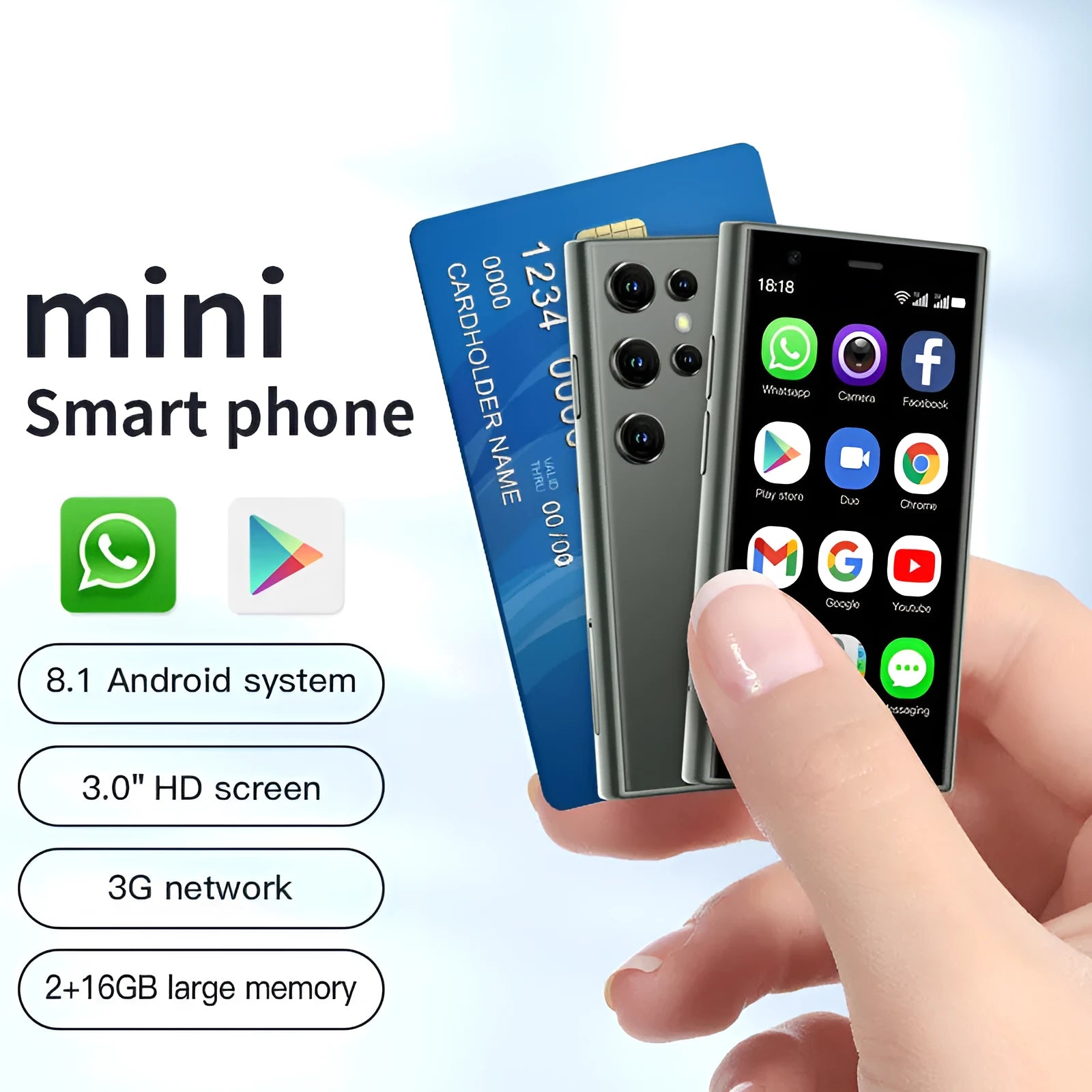 S23PRO XS15 mini smartphone in black, green, or pink purple colour on a white background.