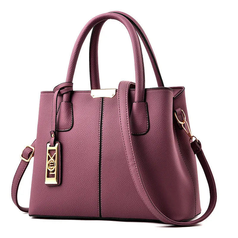 Women's large capacity PU shoulder bag in horizontal square design with leather strap