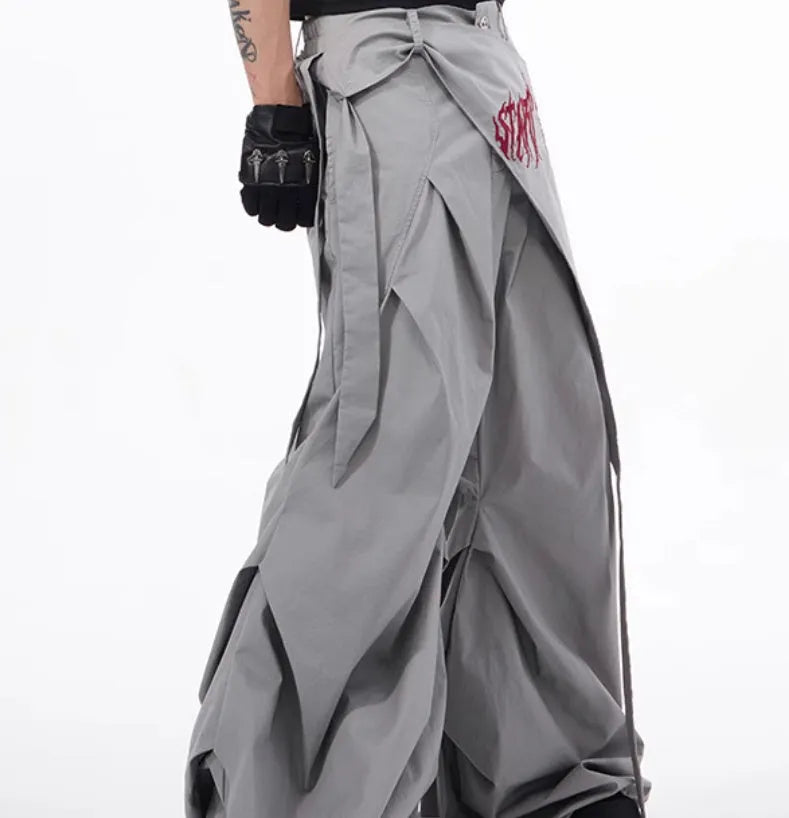 Korean style boys wide-leg summer pants in black or grey solid colours