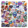 Colourful tea cup graffiti design waterproof stickers in a pack of 50 for DIY decoration.