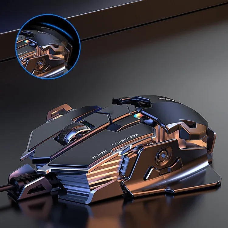 Forerunner MK500 wired esports gaming mouse in metallic black with USB cable