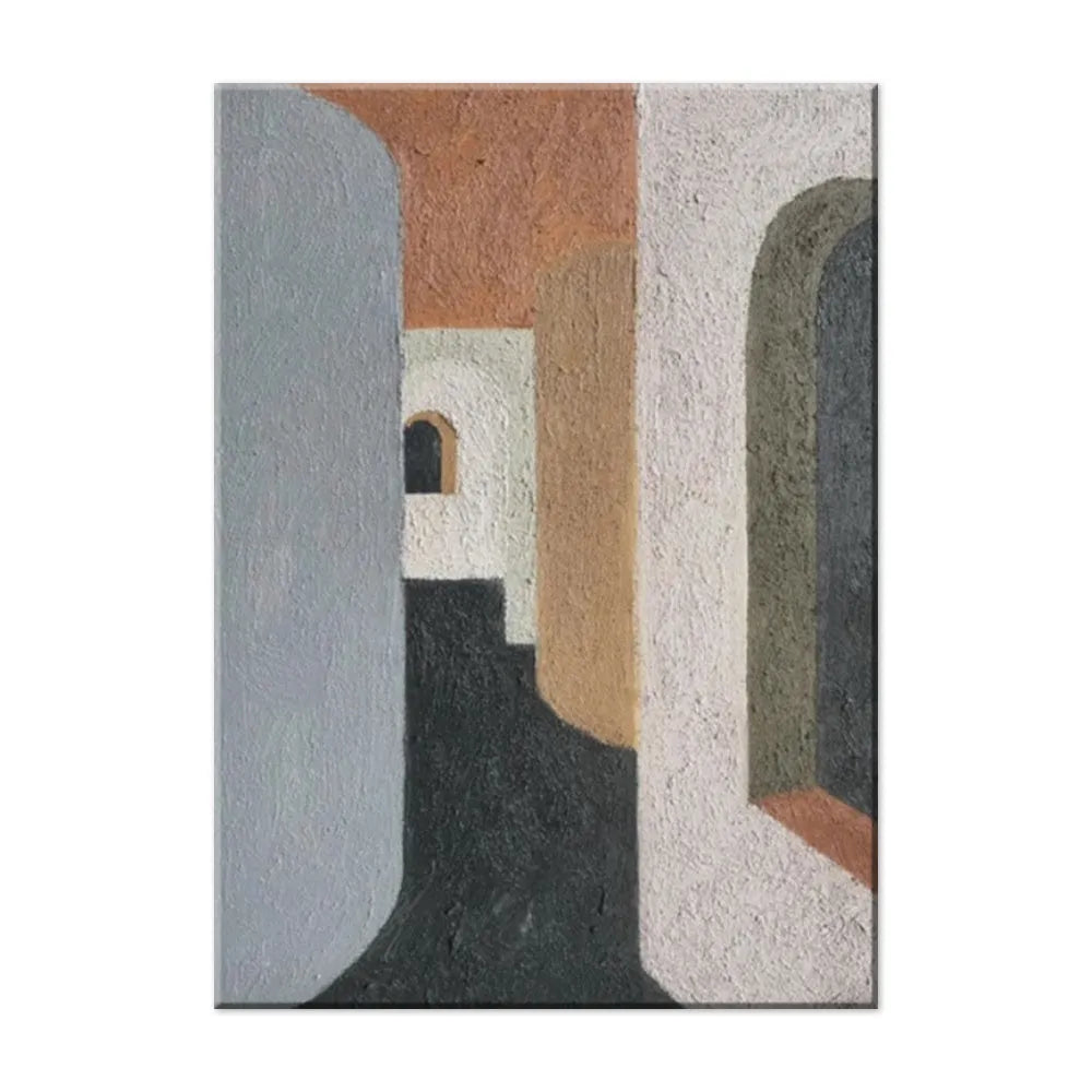 Handmade abstract oil painting on canvas, rolled frameless vertical wall art for living room and bedroom