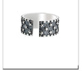 925 silver geometric star pattern adjustable opening ring