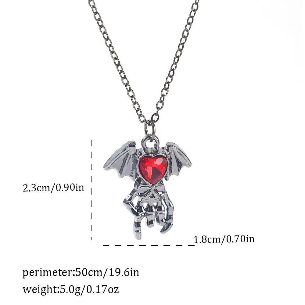 Dark style Halloween necklace with electroplated zinc alloy spider or bat pendant for Gothic costume wear