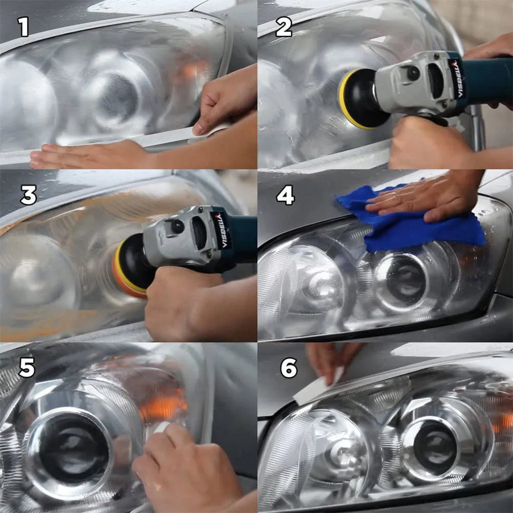 Carbon steel headlight repair tool for auto and machine maintenance, 15cm by 15cm by 5cm.