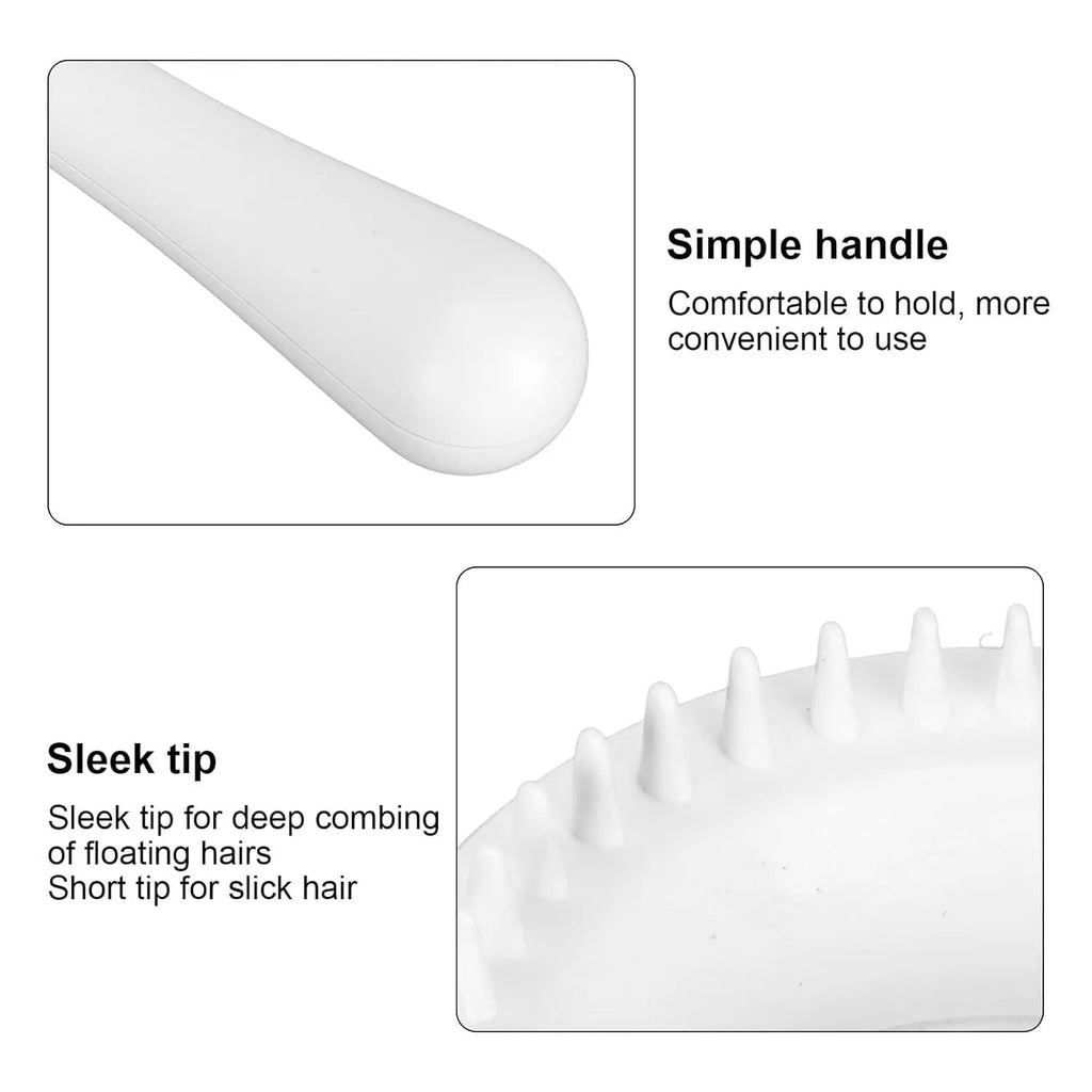 Blue and white double-sided pet grooming brush with a comfortable handle for cats and dogs.