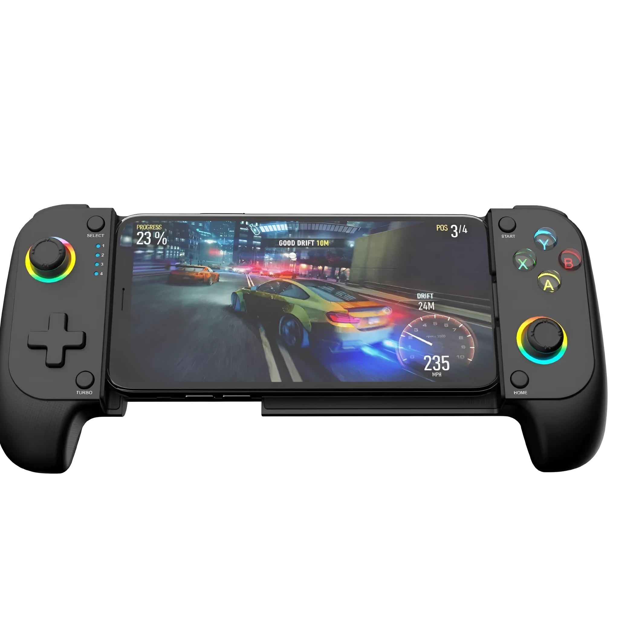 Bluetooth wireless game controller for mobile phones with stretching design grip