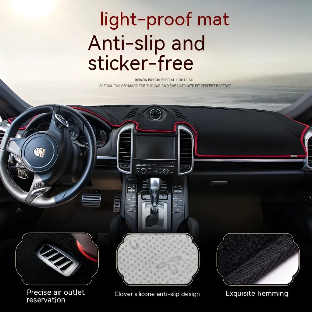 Silicone dashboard anti-glare pad for older Toyota Prado in black with coloured edge detailing