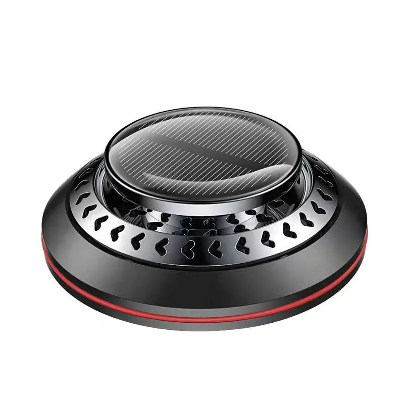 Solar-powered aluminium alloy car air freshener with essential oil and fragrance slices for odour removal