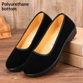 Black women's Old Beijing cloth shoes with flannel upper, cotton lining, flat polyurethane sole, round toe, sizes 34-41