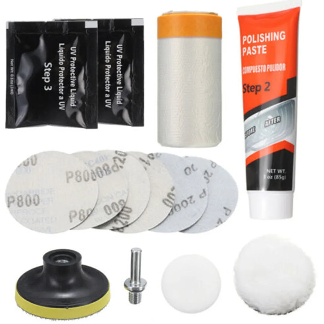 Carbon steel headlight repair tool for auto and machine maintenance, 15cm by 15cm by 5cm.