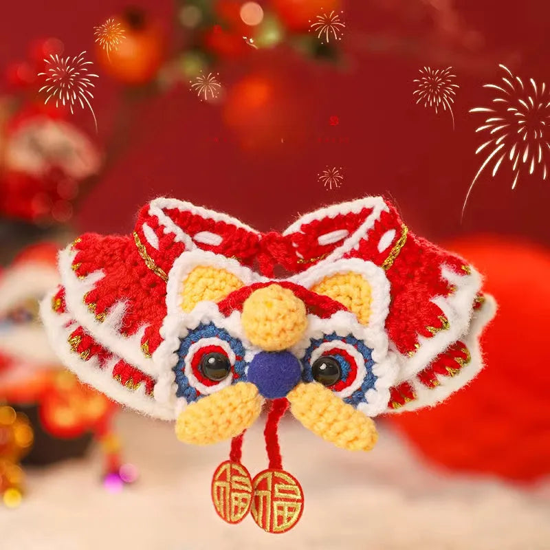 New Year pet scarf collar for cats and dogs in festive designs, available in sizes S and M