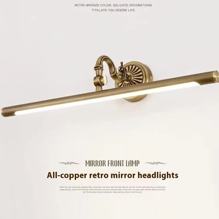 All copper 750mm mirror front lamp with 12W 4000K LED strip and acrylic anti-fog cover for bathroom