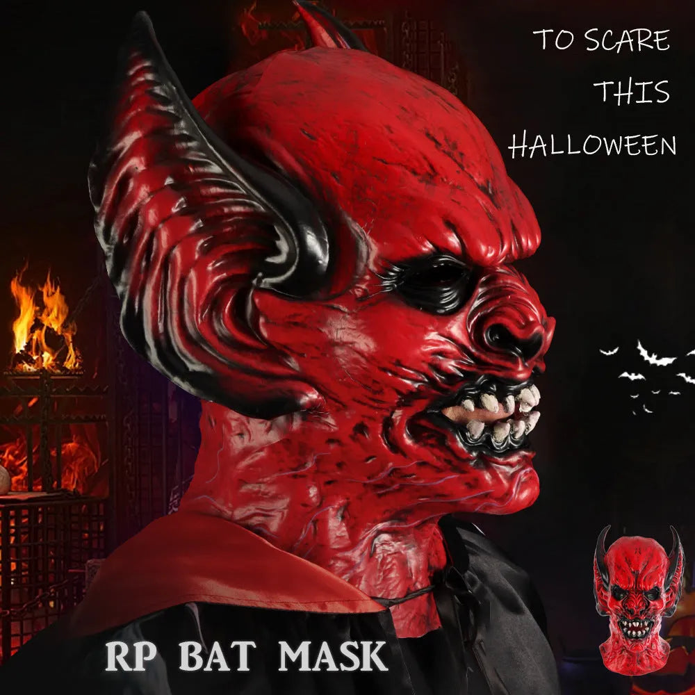 Red bat design RP foam full head cover mask for Halloween and costume events