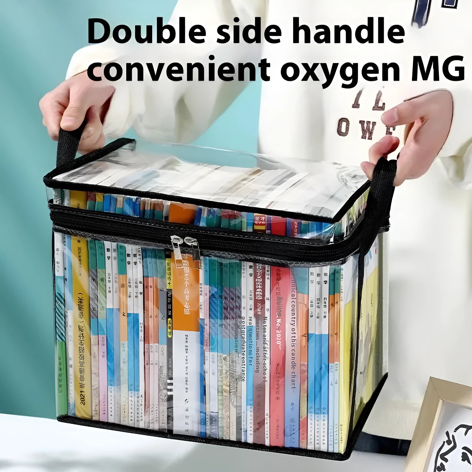 Large foldable PVC water buggy bag with transparent panels showing 24 litre capacity and 38x24x32cm dimensions