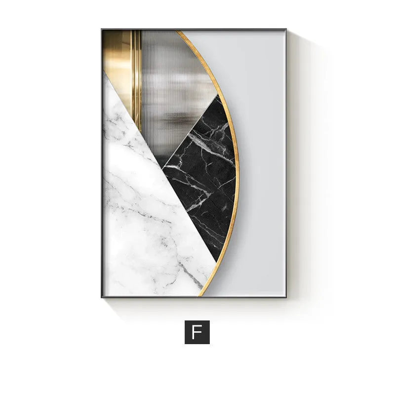 Abstract geometric canvas painting wall art poster in modern design